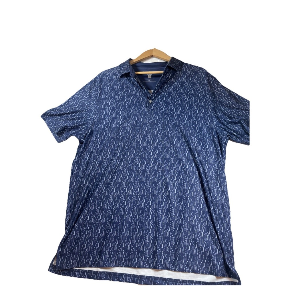 Hickey‎ Freeman Polo Shirt Mens Large Blue Geometric Golf Stretch Tagless Top